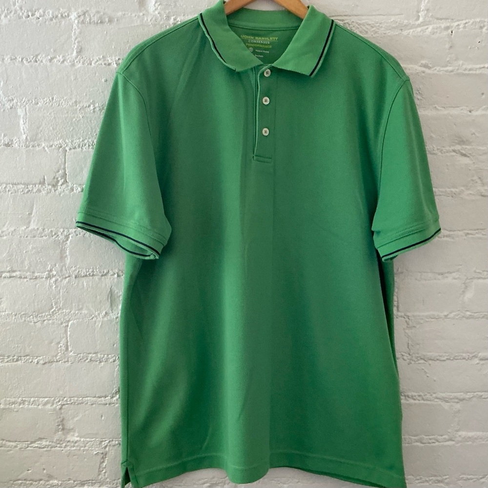 John Bartlett Polo Mens Consensus Performance Short Sleeve Shirt Green Large